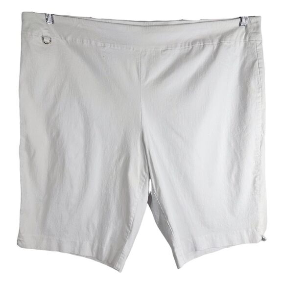 Avenue Plus Size 26 Shorts White Solid High Rise Pull On‎ 12 Inch Stretch 467 - Picture 1 of 11